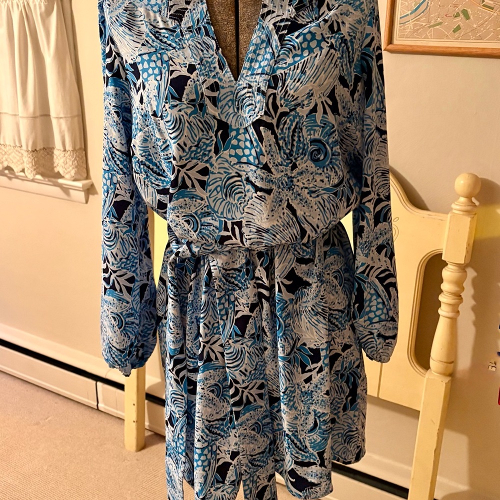 Lilly Pulitzer Blue and Black Abstract Dress